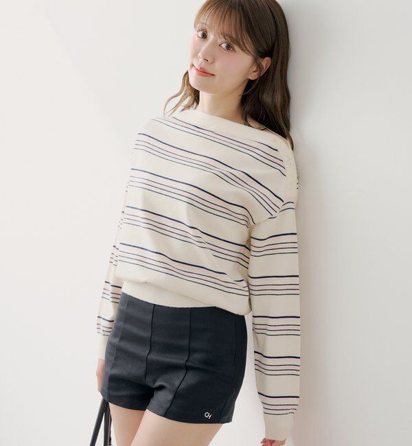  「ワンショルボーダーニット」|ニット・セーター|