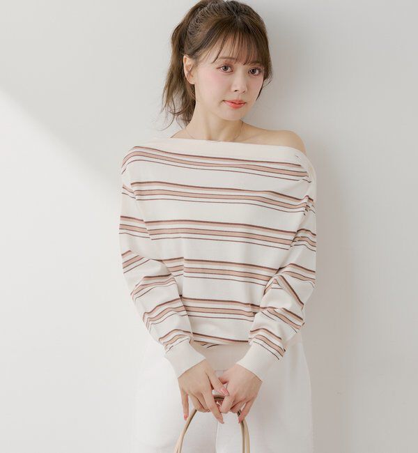  「ワンショルボーダーニット」|ニット・セーター|