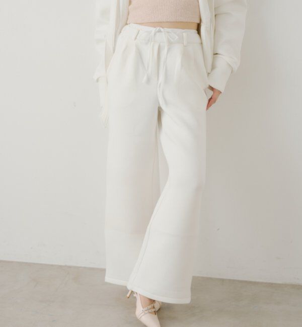  「【SALON by Chico/セットアップ対応】ダブルタックスウェットストレー」|チノ|アイボリー