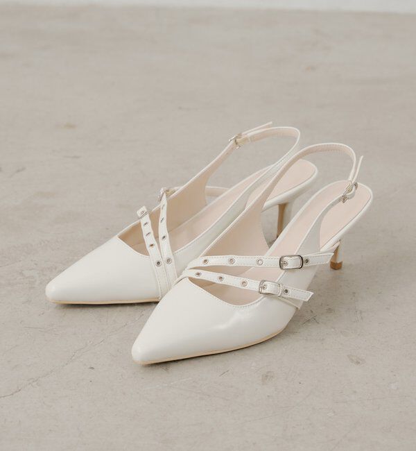  「ベルト付きミュール」|パンプス|アイボリー