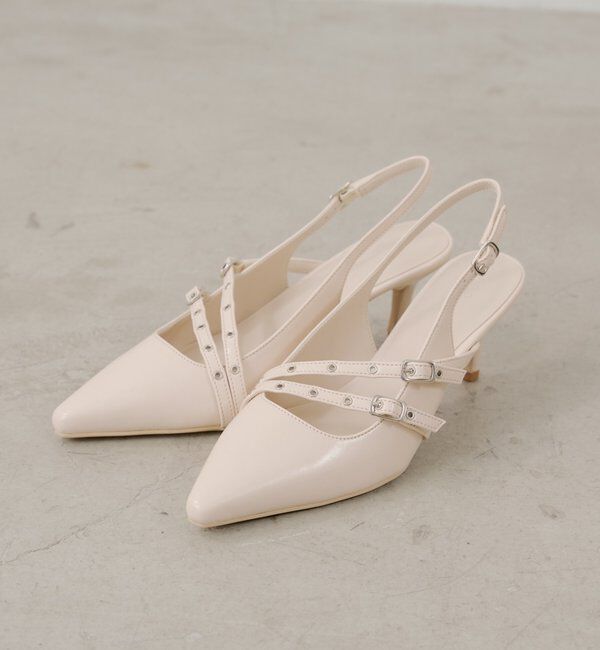  「ベルト付きミュール」|パンプス|ピンク