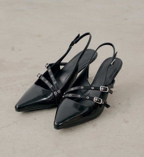  「ベルト付きミュール」|パンプス|ブラック