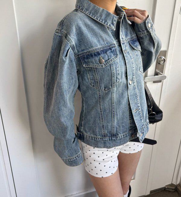  「【WEB限定】パフスリーブデニムジャケット」|ブルゾン・スタジャン|