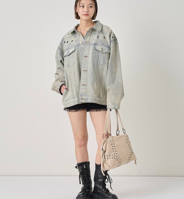  「【UNISEX/ユニセックス】アイレットデニムジャケット」|ブルゾン・スタジャン|