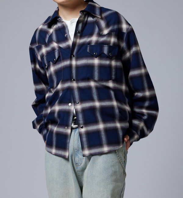 「【Sourcream】ウエスタンオンブレチェックシャツ」|シャツ・ブラウス|