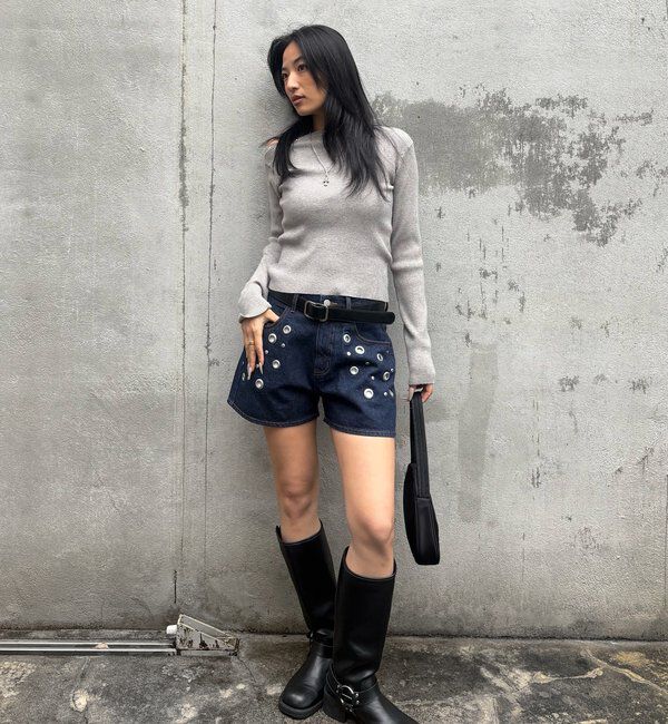  「アイレットデニムショートパンツ」|デニム|