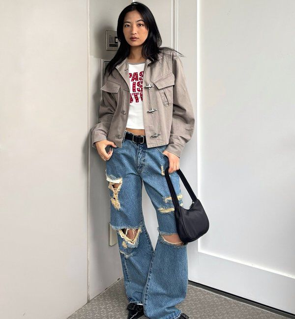  「スタースタッズラグランロゴトップス」|Tシャツ・カットソー|