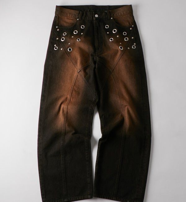  「アイレットスタッズスウィッチングブラストワイドデニム」|デニム|