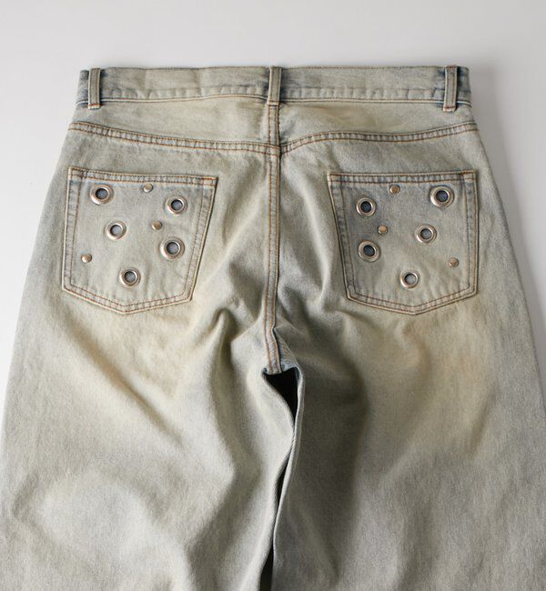  「アイレットスタッズスウィッチングブラストワイドデニム」|デニム|