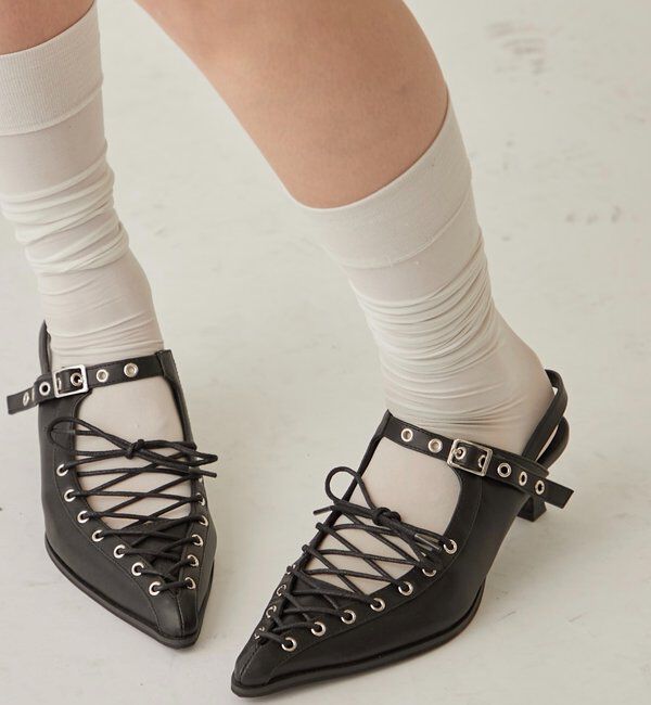  「レースアップアイレットミュール」|ロングブーツ|