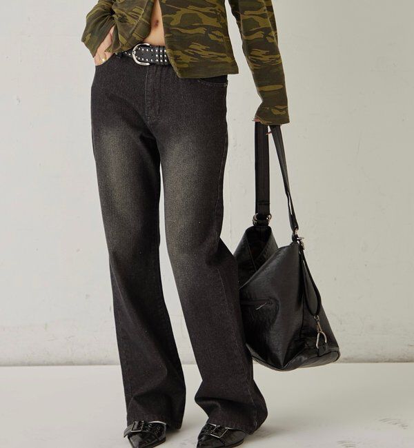  「デニムタイトフレアパンツ」|デニム|