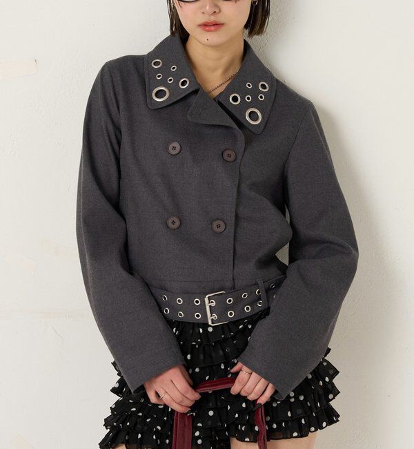  「TRアイレットショートPジャケット」|ブルゾン・スタジャン|チャコールグレー