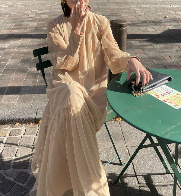  「【オケージョン/サイズ展開あり/人気につき再販】チュールハイネックワンピース」|ワンピース|