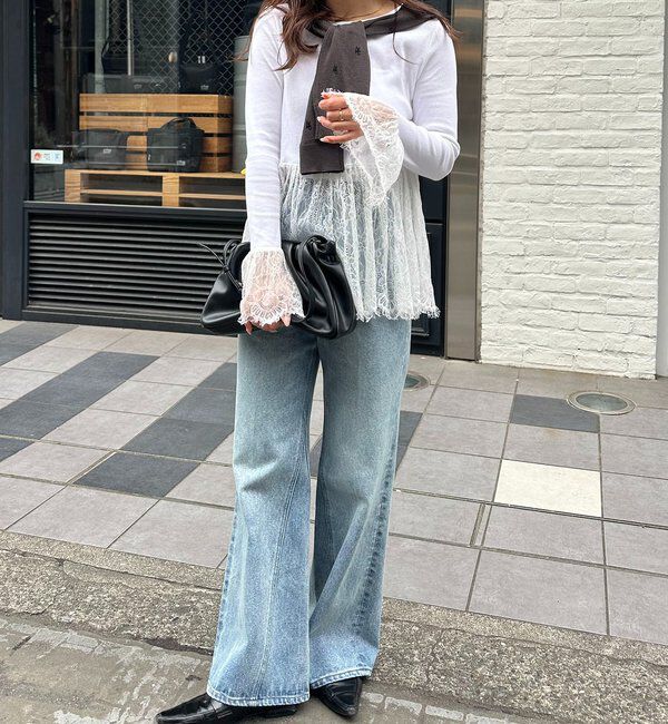  「【トレンド感あるレイヤードスタイルに！】レースロンT」|シャツ・ブラウス|