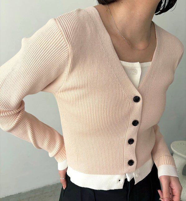  「バイカラーレイヤードカーディガン」|カーディガン|