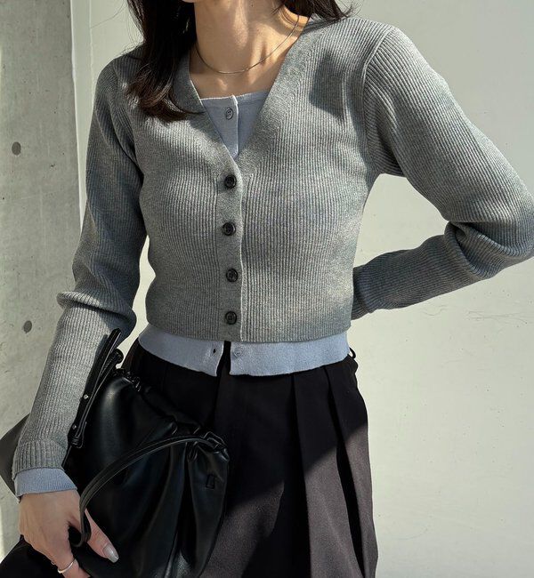  「バイカラーレイヤードカーディガン」|カーディガン|