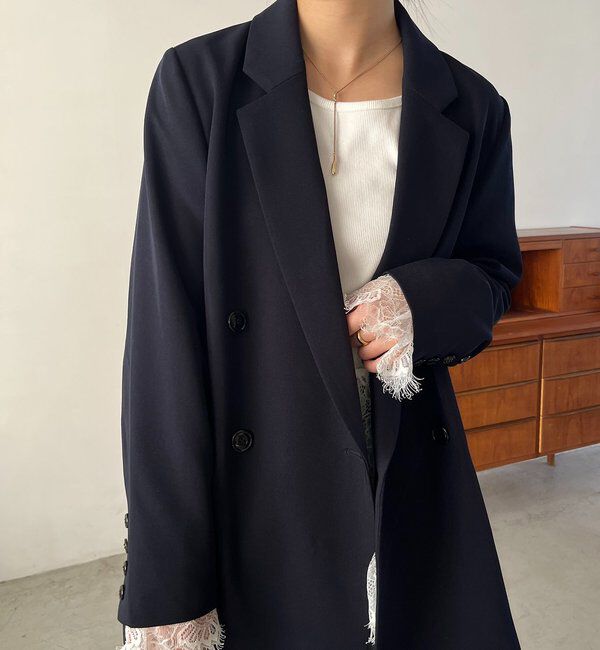  「【再販・サイズ展開あり・WEB限定カラー/グレージュ】Wテーラージャケット」|テーラードジャケット|