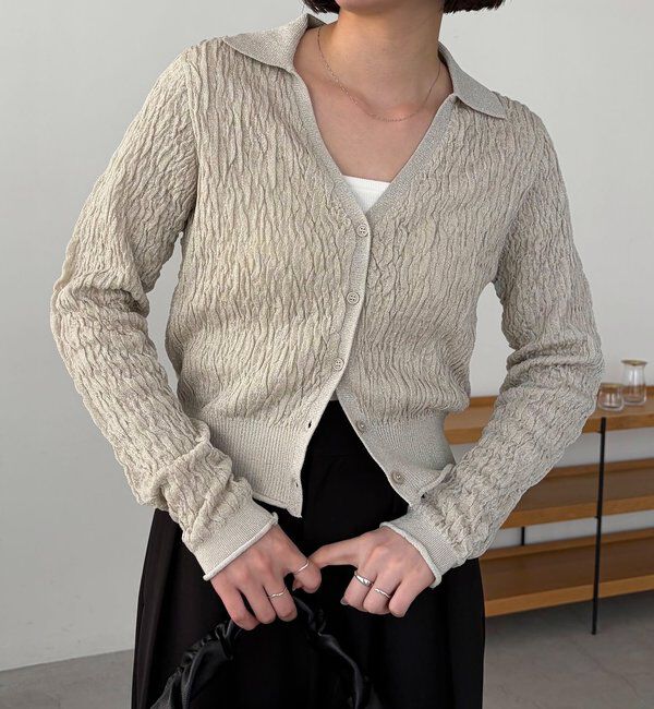  「変形シャーリングポロカーディガン」|カーディガン|