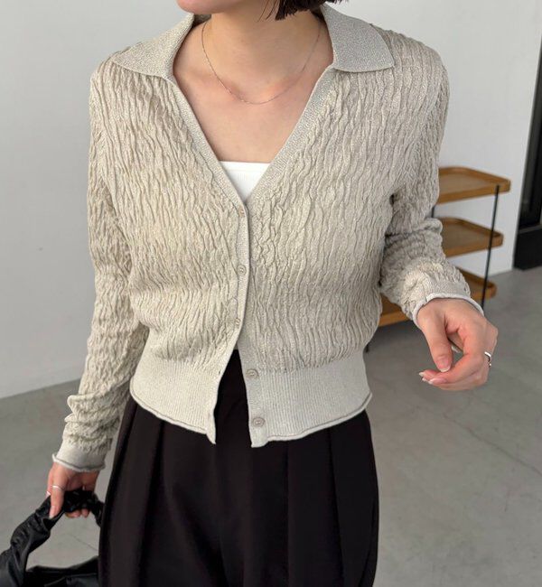  「変形シャーリングポロカーディガン」|カーディガン|