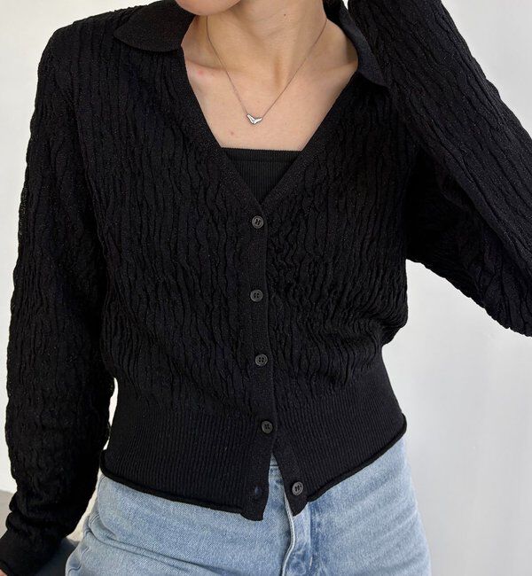  「変形シャーリングポロカーディガン」|カーディガン|