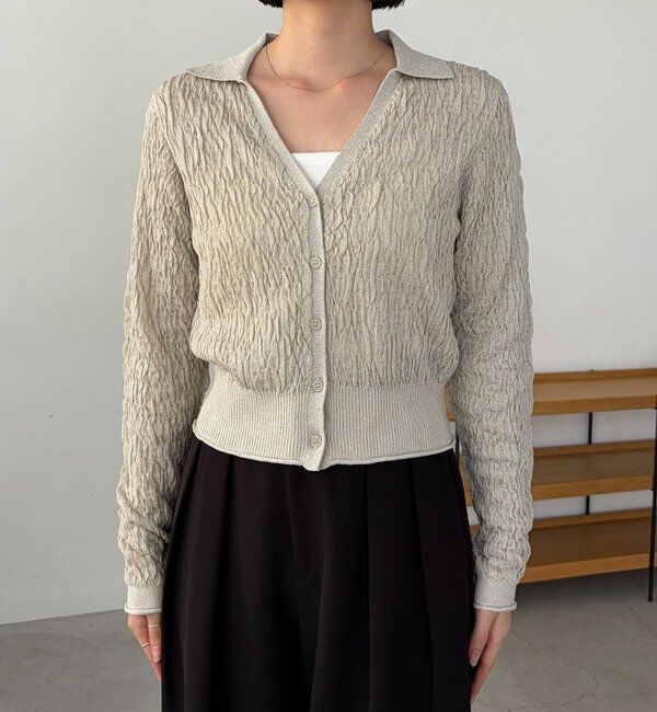  「変形シャーリングポロカーディガン」|カーディガン|