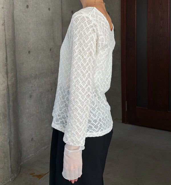  「袖シアーレースT」|Tシャツ・カットソー|