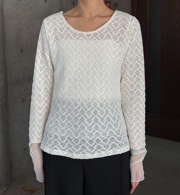  「袖シアーレースT」|Tシャツ・カットソー|