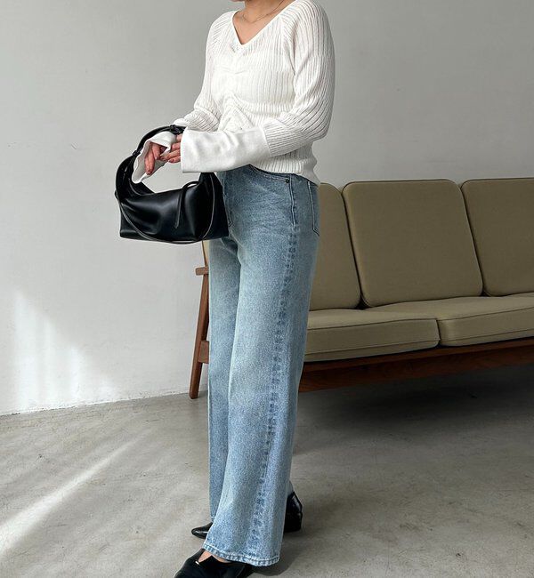  「【低身長サイズあり】セミフレアデニム」|デニム|