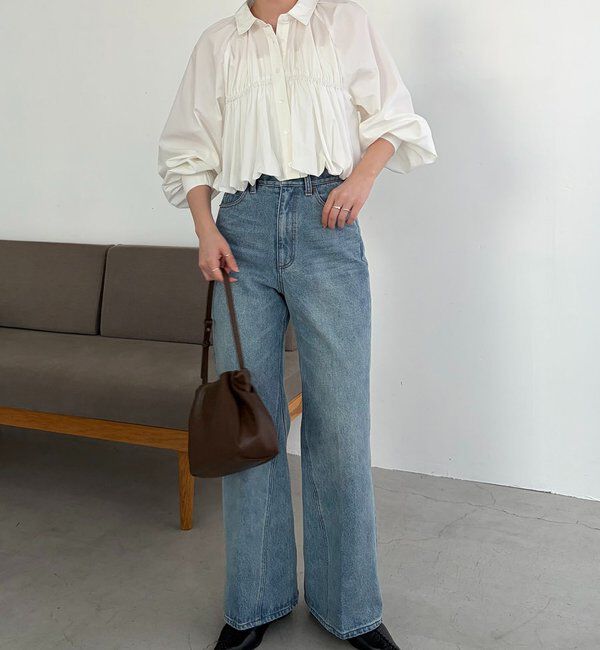  「【低身長サイズあり】セミフレアデニム」|デニム|