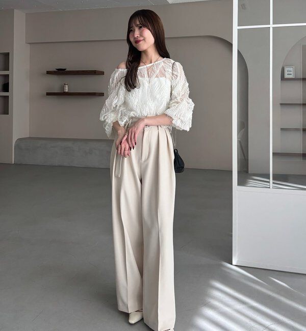  「【yuu企画】ジャガードシアーブラウス」|シャツ・ブラウス|