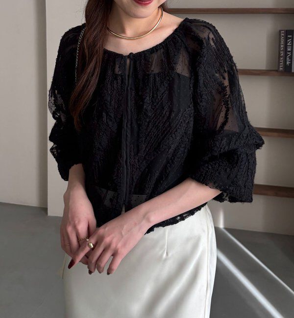  「【yuu企画】ジャガードシアーブラウス」|シャツ・ブラウス|