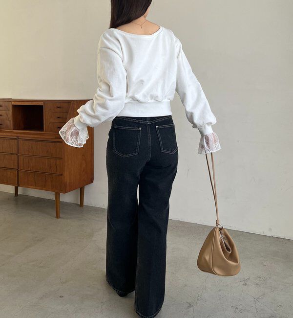  「【前後2WAY】カシュクール袖レーススウェット」|Tシャツ・カットソー|