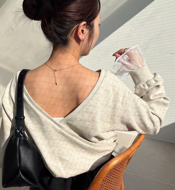  「【前後2WAY】カシュクール袖レーススウェット」|Tシャツ・カットソー|