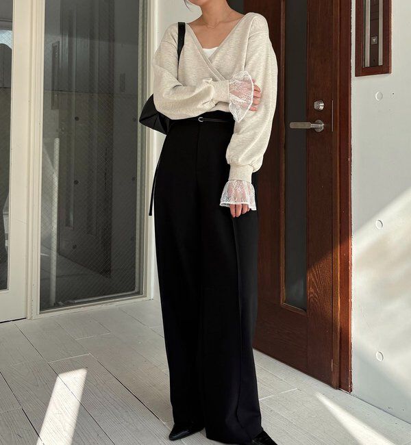  「【前後2WAY】カシュクール袖レーススウェット」|Tシャツ・カットソー|