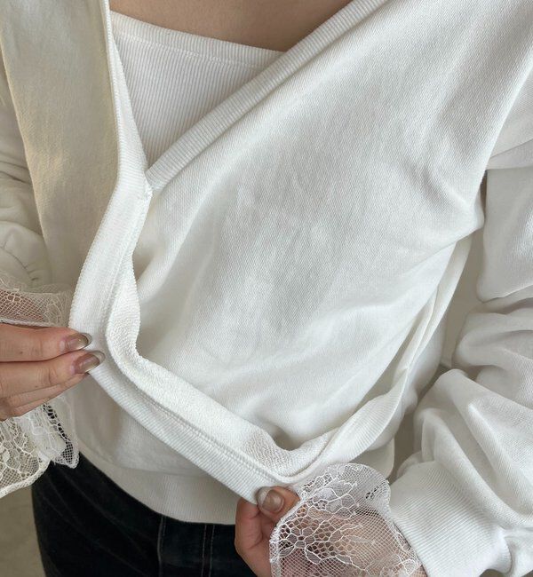  「【前後2WAY】カシュクール袖レーススウェット」|Tシャツ・カットソー|