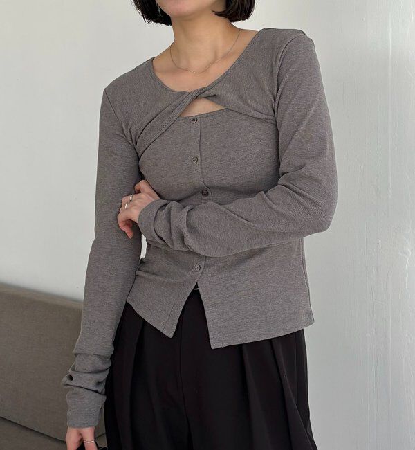  「ツイストネックT」|Tシャツ・カットソー|グレー