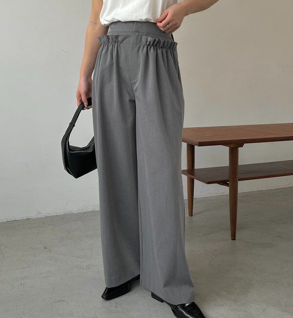  「【低身長サイズあり】ギャザーフリルパンツ」|チノ|