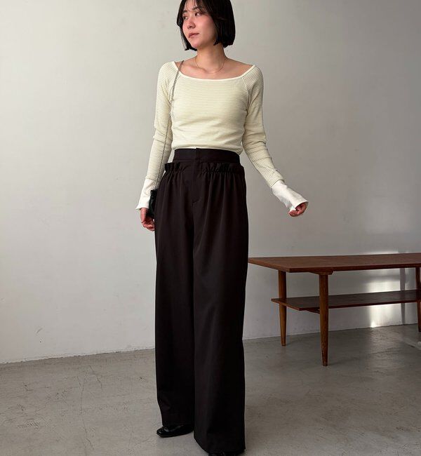  「【低身長サイズあり】ギャザーフリルパンツ」|チノ|