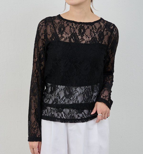  「レースプルオーバー」|Tシャツ・カットソー|ブラック