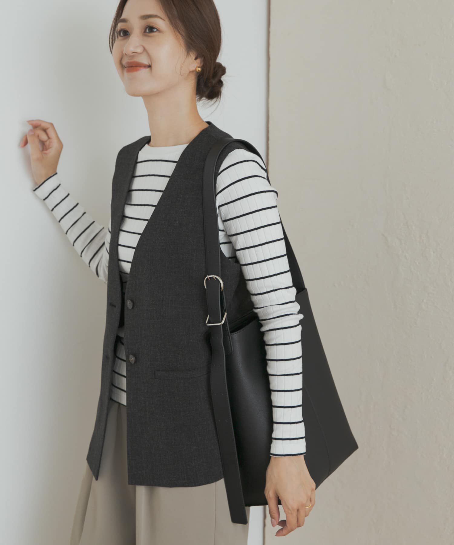 URBAN RESEARCH DOORS「ノーカラージレ」|ノーカラーコート|