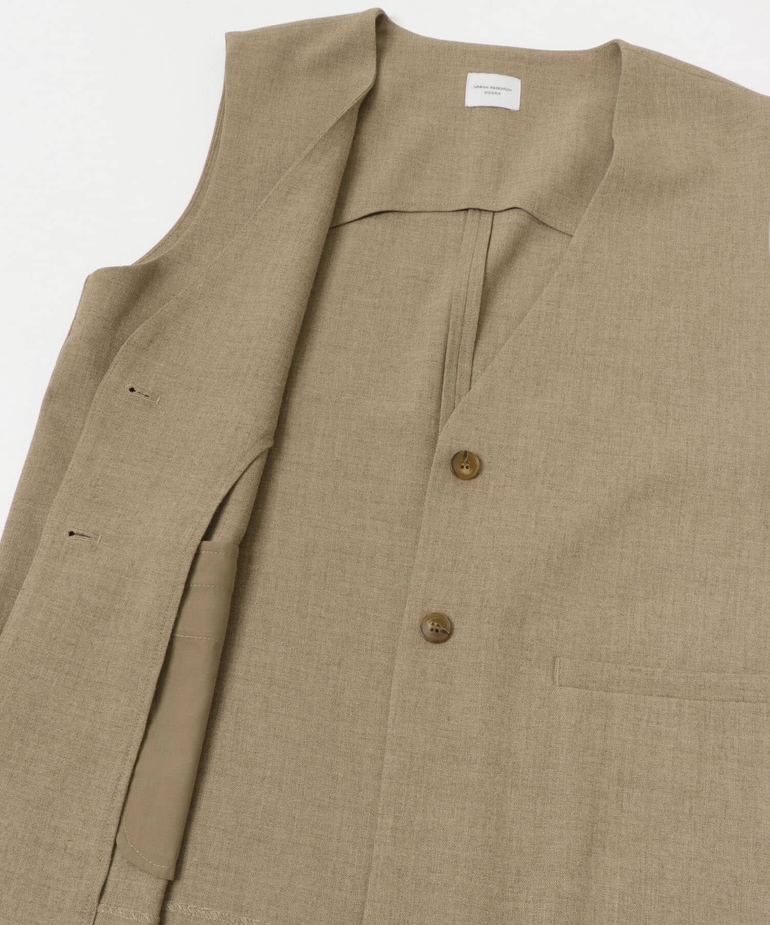 URBAN RESEARCH DOORS「ノーカラージレ」|ノーカラーコート|