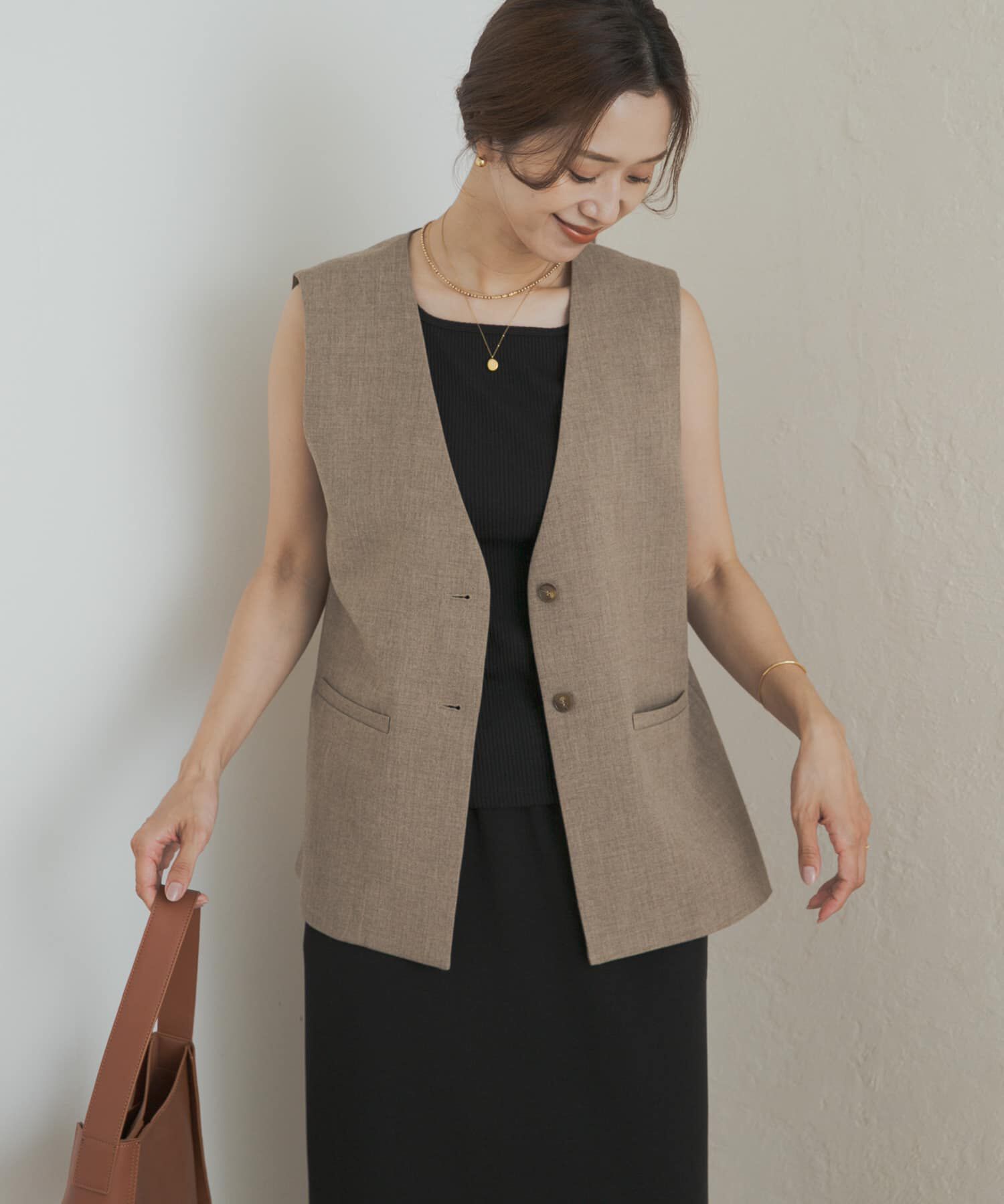 URBAN RESEARCH DOORS「ノーカラージレ」|ノーカラーコート|