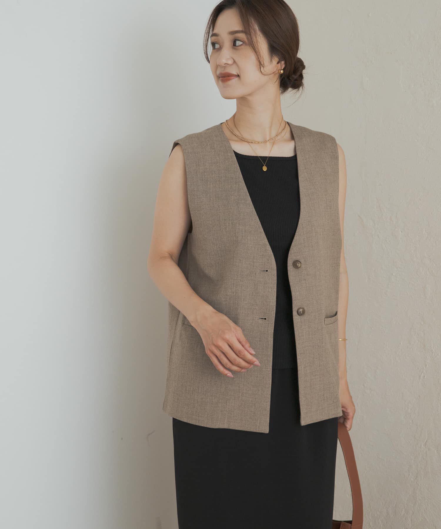 URBAN RESEARCH DOORS「ノーカラージレ」|ノーカラーコート|