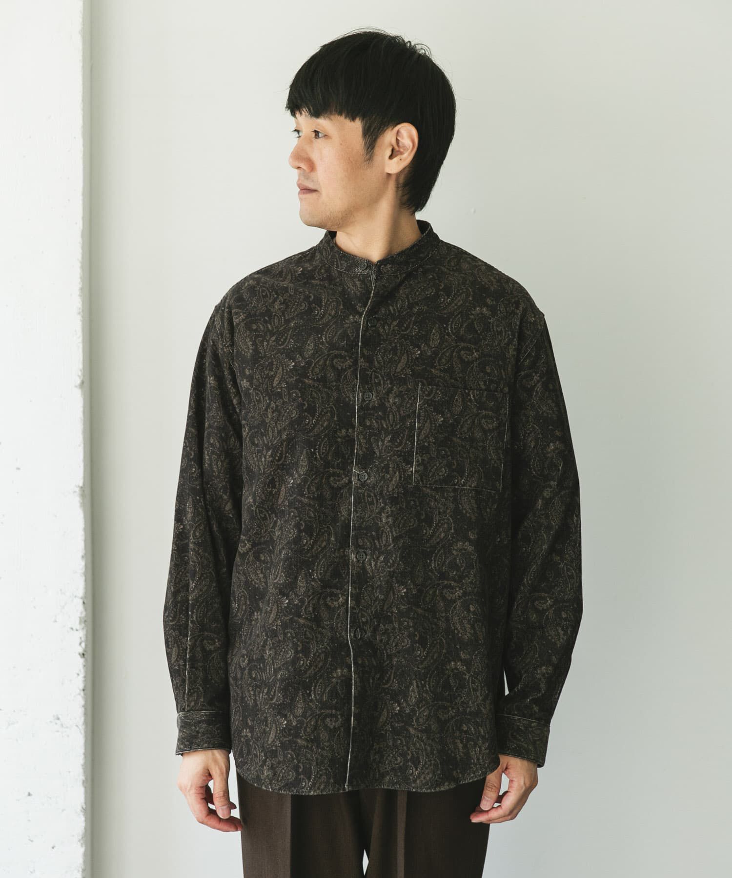 URBAN RESEARCH DOORS「『UR TECH』コーデュロイバンドカラーシャツ」|シャツ・ブラウス|