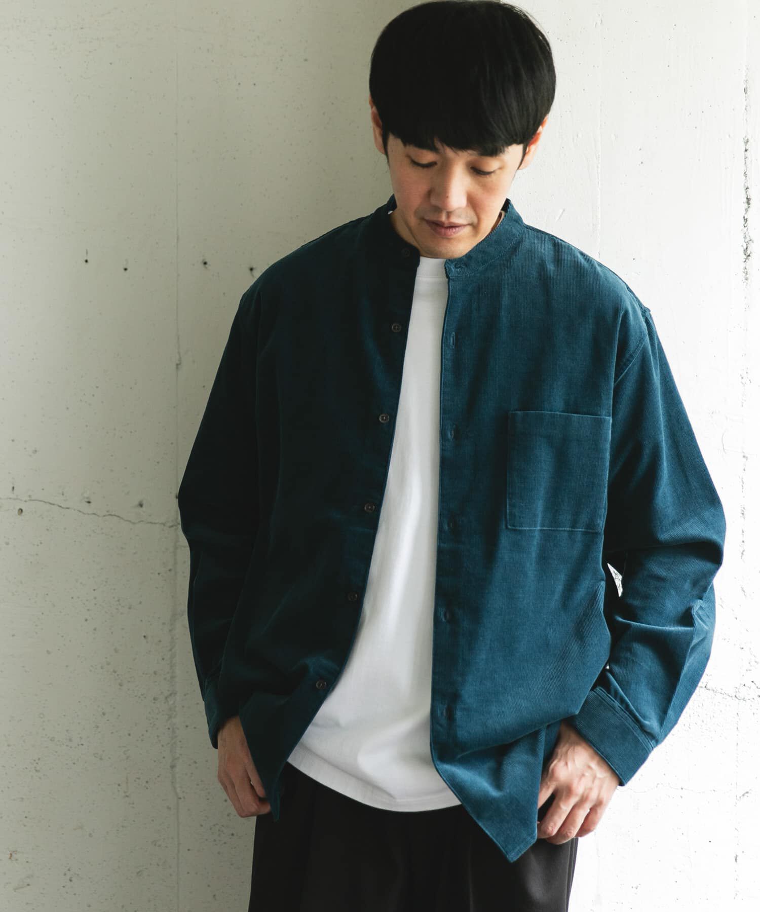 URBAN RESEARCH DOORS「『UR TECH』コーデュロイバンドカラーシャツ」|シャツ・ブラウス|