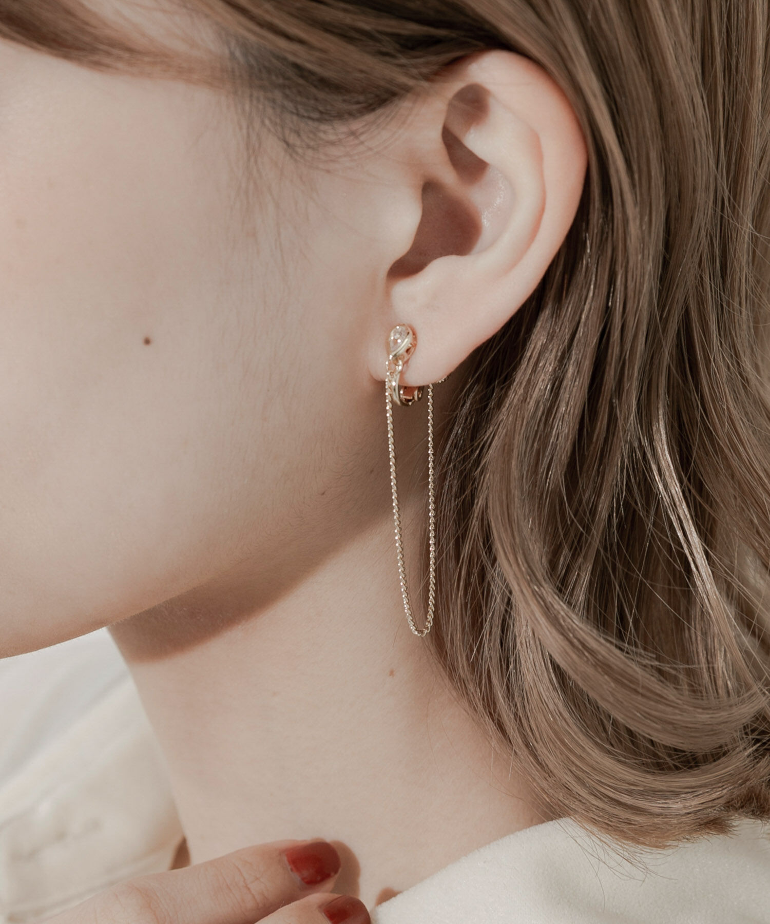 SMELLY「ビジューロングチェーンイヤリング」|イヤリング|