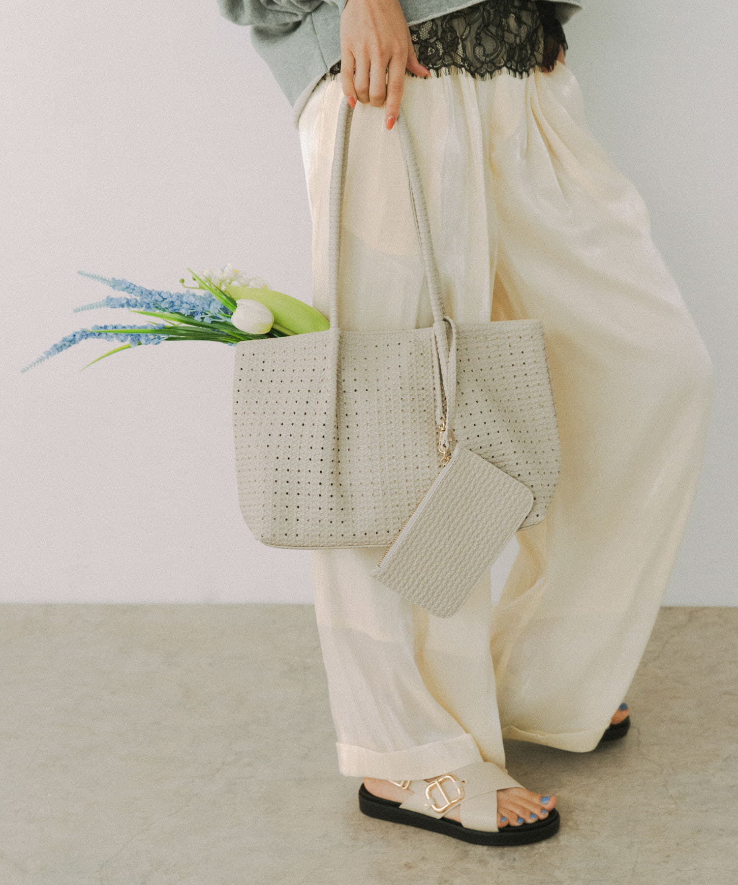 RODE SKO「ポーチ付パンチングミドルトートバッグ」|トートバッグ|