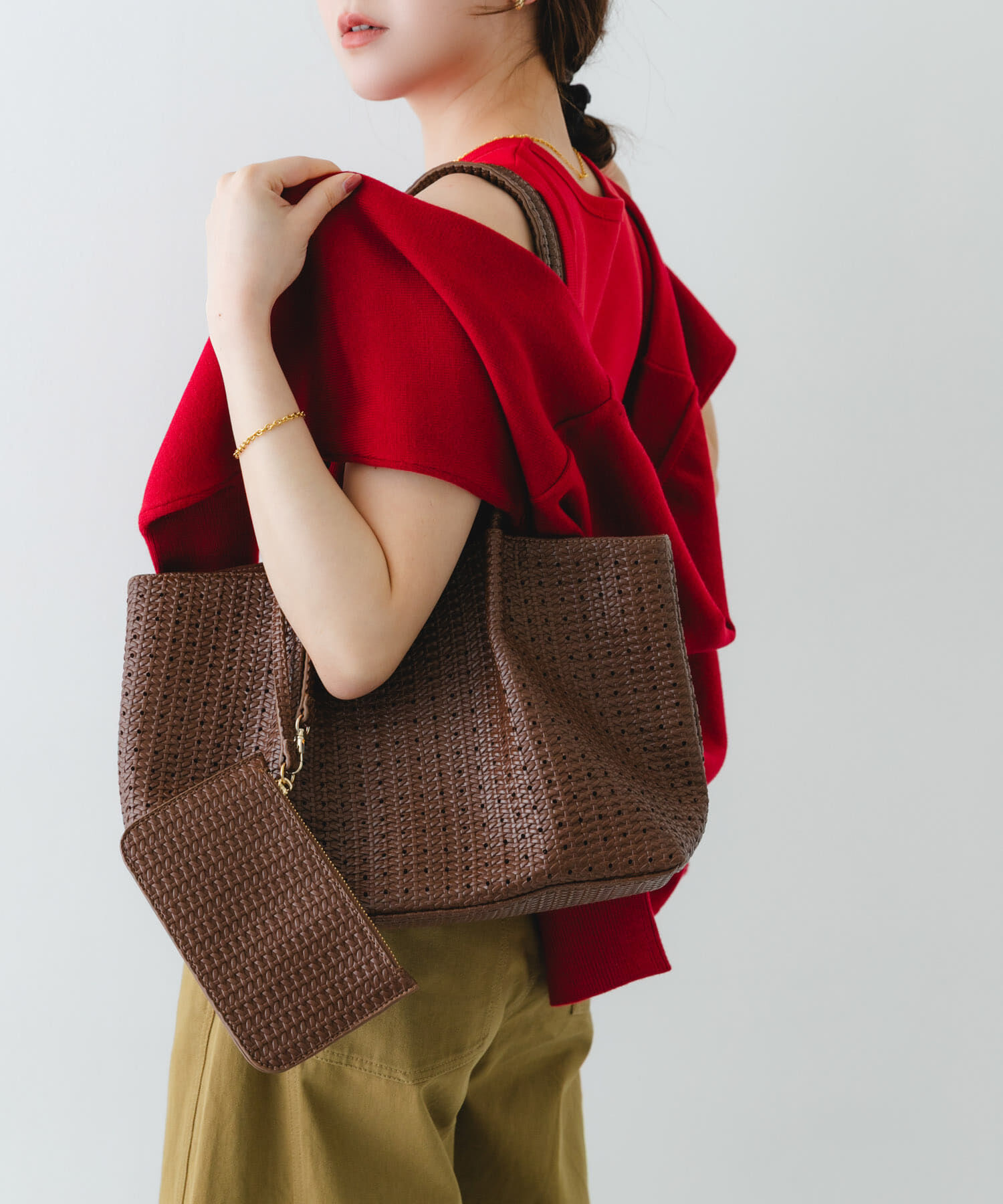 RODE SKO「ポーチ付パンチングミドルトートバッグ」|トートバッグ|