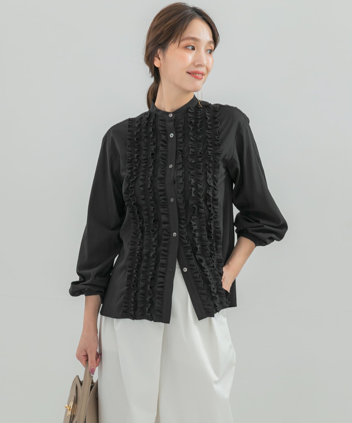 URBAN RESEARCH ROSSO「フロントフリルデザインブラウス」|シャツ・ブラウス|