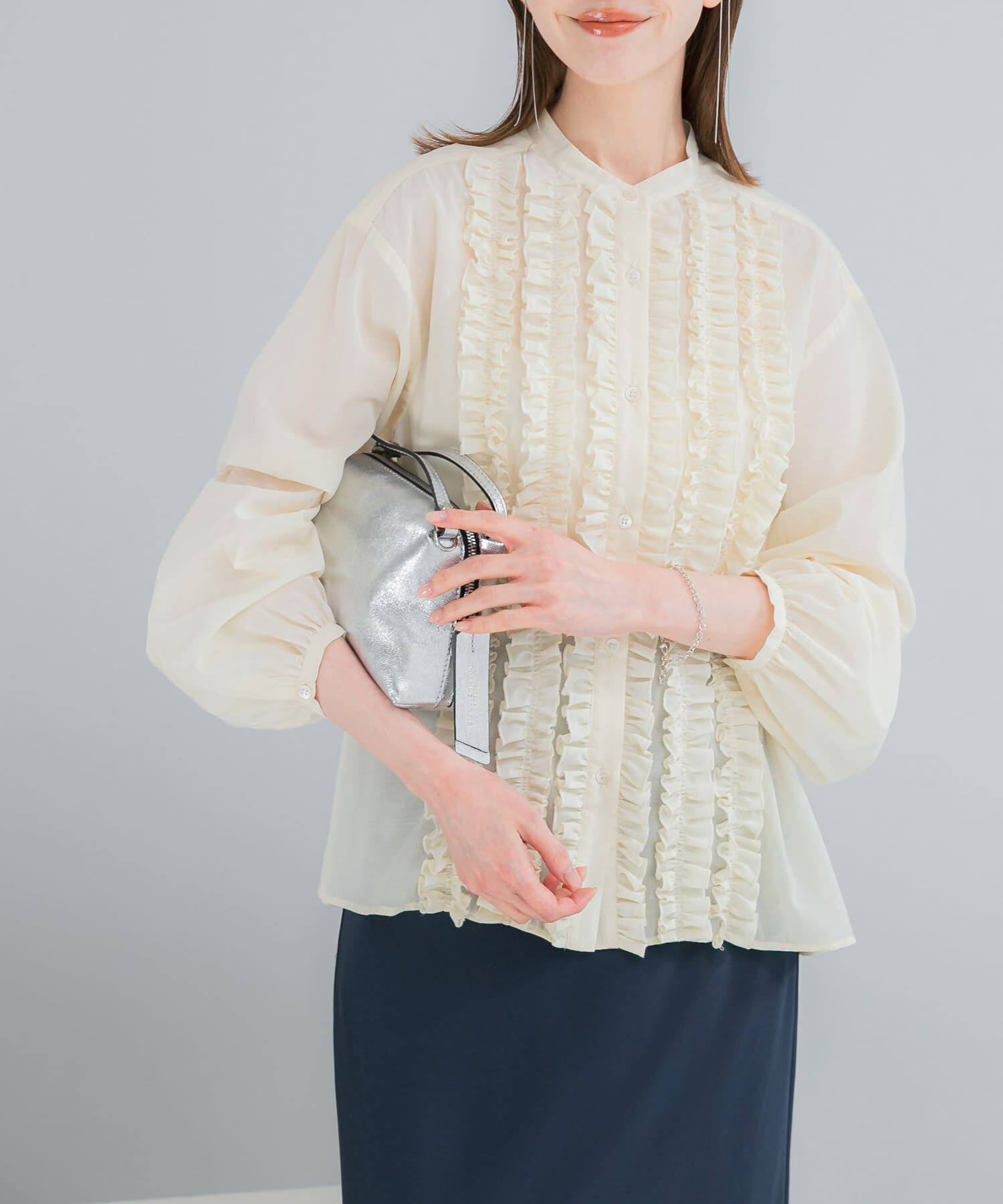 URBAN RESEARCH ROSSO「フロントフリルデザインブラウス」|シャツ・ブラウス|イエロー系その他